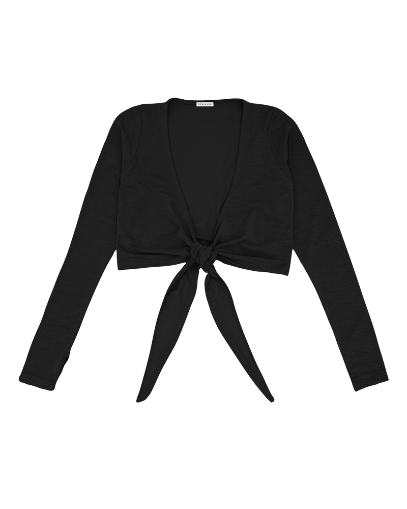 タイフロント ショート丈 カーディガン -black-