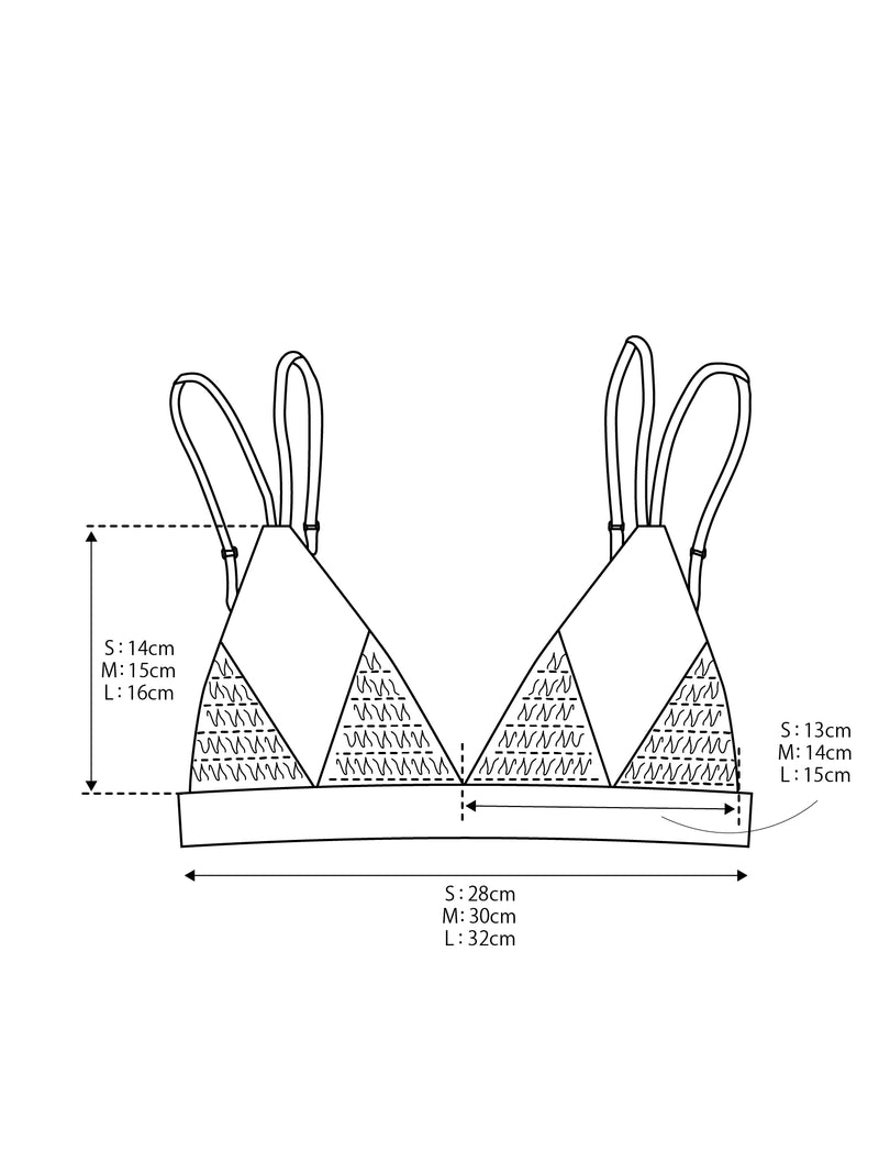 (アウトレット品) HILO Bikini Top -night floral-（シャーリング トライアングル ビキニ トップ）