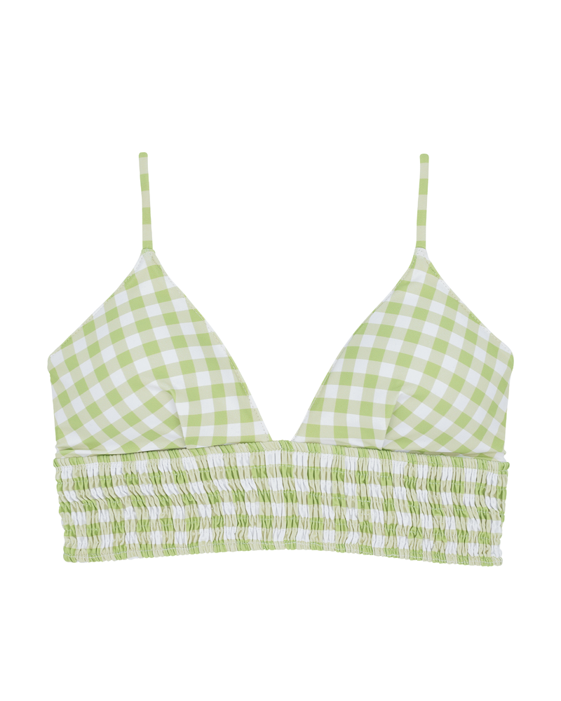 NOA Bikini Top -gingham check / green- (シャーリング ワイドアンダー トライアングル ビキニ トップ）