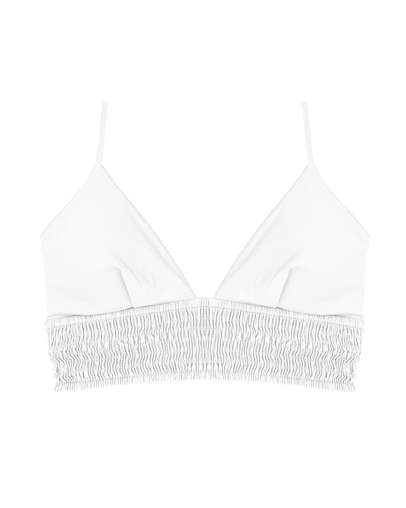 NOA Bikini Top  -white- (シャーリング ワイドアンダー トライアングル ビキニ トップ)