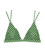 HILO Bikini Top -little mizutama / deep green-（シャーリング トライアングル ビキニ トップ）