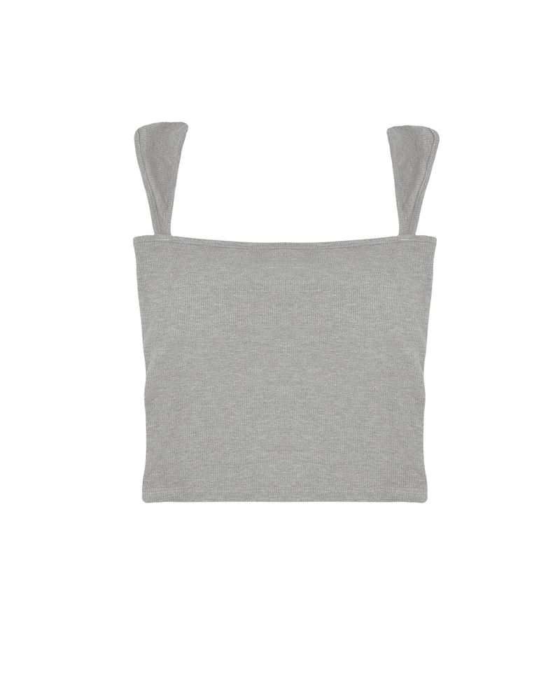 パッドイン ワイドショルダー リブ トップ -gray-