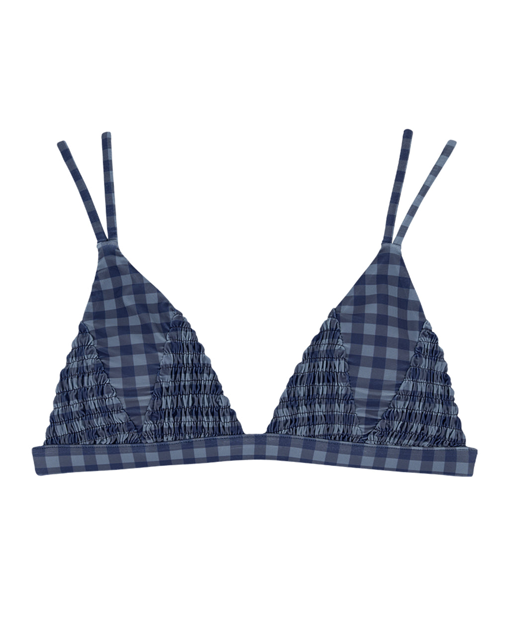 HILO Bikini Top -gingham check / blueberry-（シャーリング