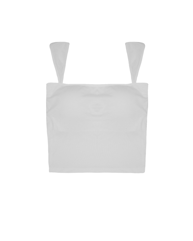 パッドイン ワイドショルダー リブ トップ -white-