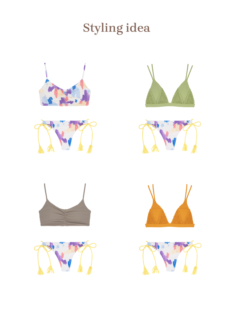 HILO Bikini Bottom -pastel canvas / lemon-（リバーシブル フリンジ ビキニ ボトム）