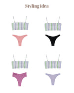 HELEN Bikini Top -mulch stripe-（リブ生地 バンドゥ ビキニトップ）