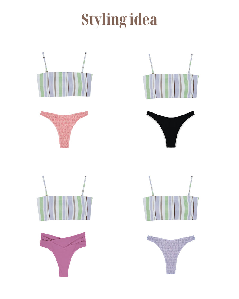 HELEN Bikini Top -mulch stripe-（リブ生地 バンドゥ ビキニトップ）