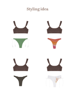 LUANA Bikini Top -coconuts brown-（ショルダーフリル ビキニ トップ）