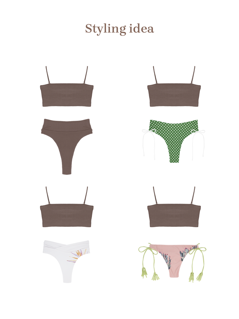 HELEN Bikini Top -coconuts brown-（リブ生地 バンドゥ ビキニトップ）
