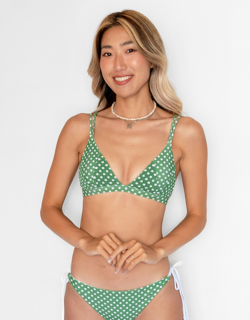 HILO Bikini Top -little mizutama / deep green-（シャーリング トライアングル ビキニ トップ）