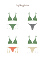 HILO Bikini Top -little mizutama / deep green-（シャーリング トライアングル ビキニ トップ）