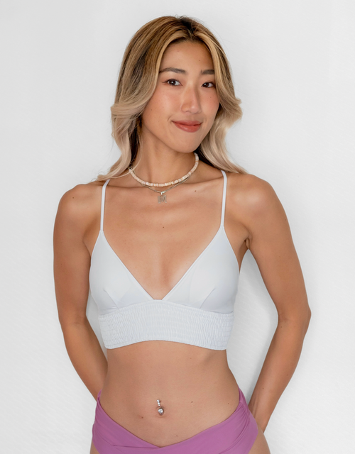 NOA Bikini Top  -white- (シャーリング ワイドアンダー トライアングル ビキニ トップ)