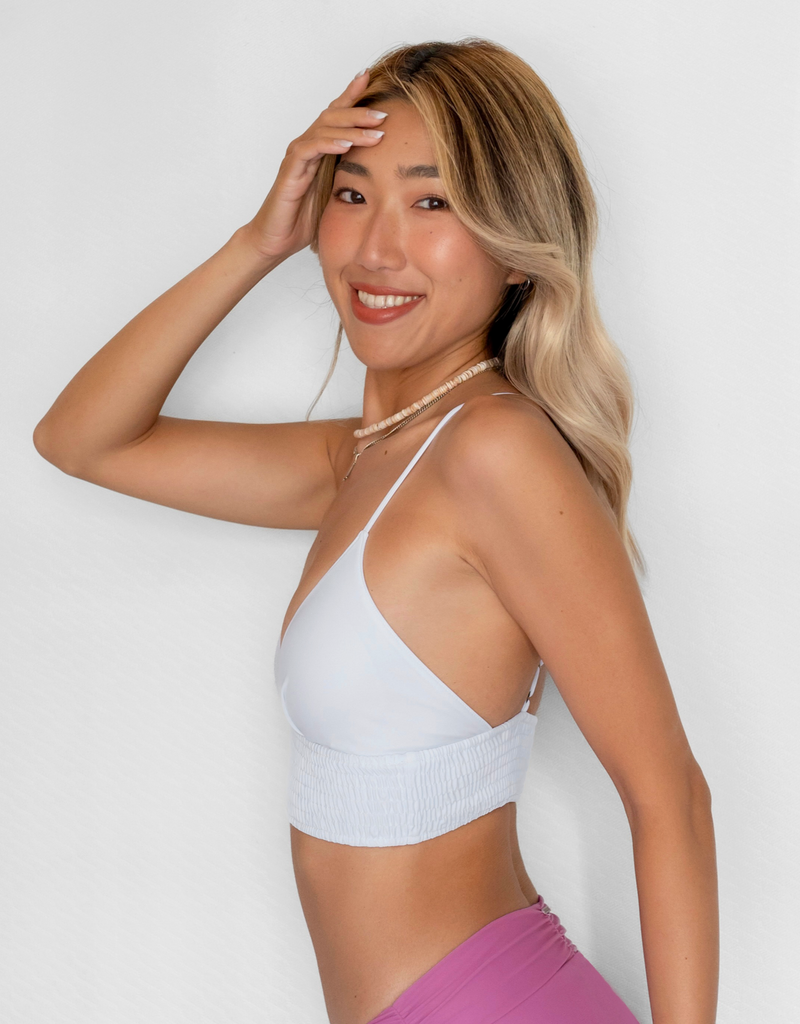 NOA Bikini Top  -white- (シャーリング ワイドアンダー トライアングル ビキニ トップ)