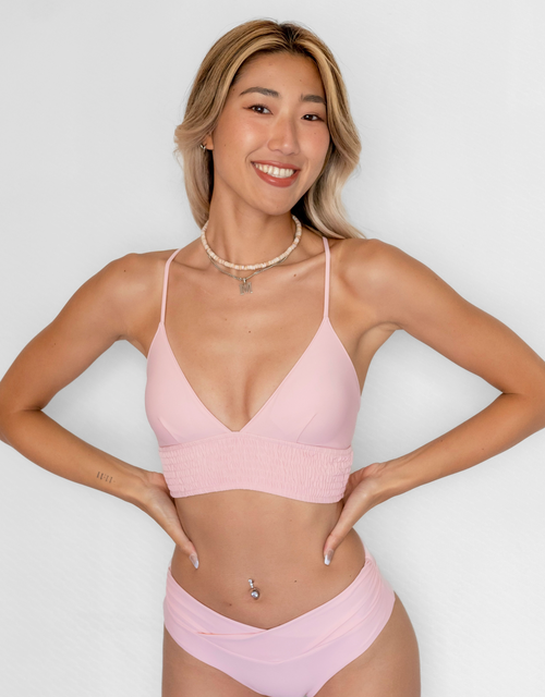 NOA Bikini Top  -fairy peach- (シャーリング ワイドアンダー トライアングル ビキニ トップ)