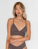 NOA Bikini Top  -mocha- (シャーリング ワイドアンダー トライアングル ビキニ トップ)