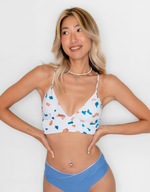 NOA Bikini Top  -sea treasures- (シャーリング ワイドアンダー トライアングル ビキニ トップ）