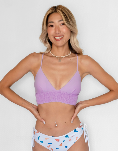 NOA Bikini Top  -viola- (シャーリング ワイドアンダー トライアングル ビキニ トップ)