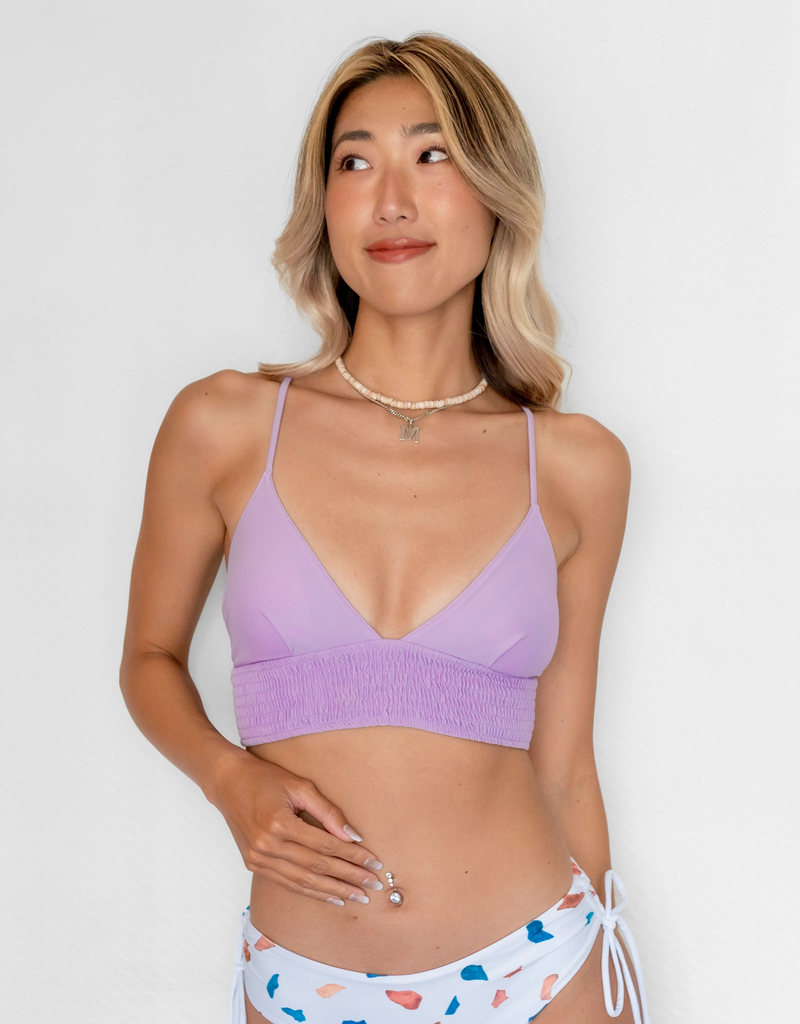 NOA Bikini Top  -viola- (シャーリング ワイドアンダー トライアングル ビキニ トップ)