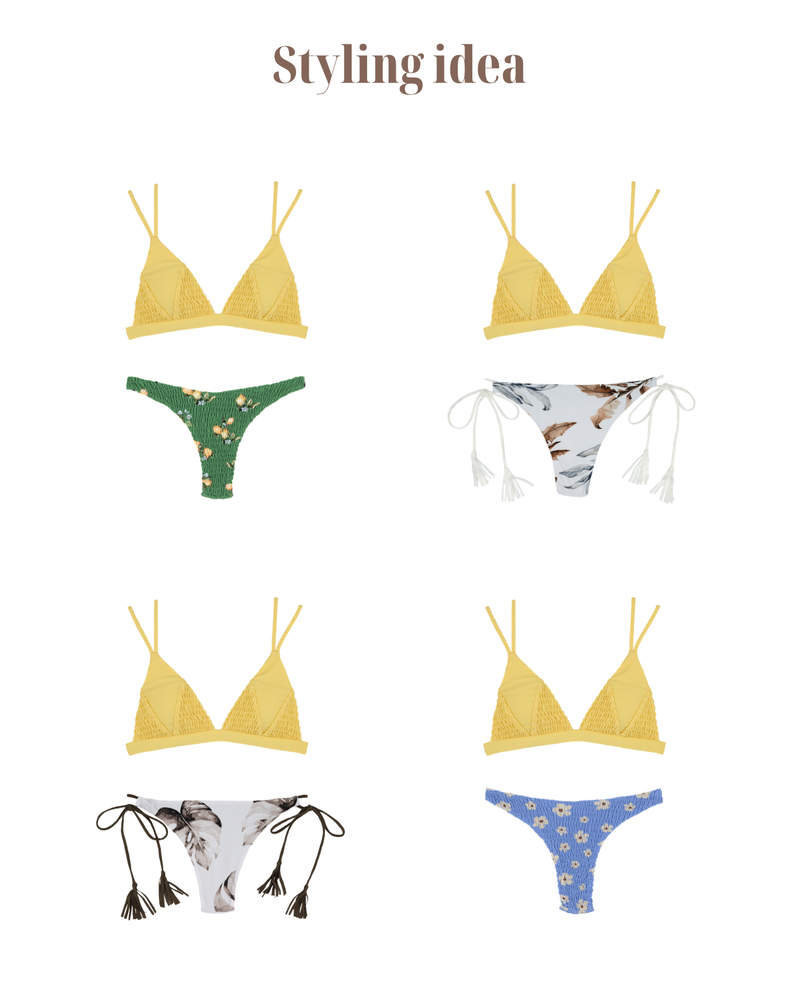(アウトレット品) HILO Bikini Top -pineapple-（シャーリング トライアングル ビキニ トップ）