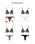 (アウトレット品) HILO Bikini Top -night floral-（シャーリング トライアングル ビキニ トップ）