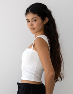 パッドイン ワイドショルダー リブ トップ -white-