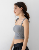 パッドイン ワイドショルダー リブ トップ -gray-