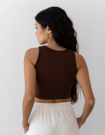 パッドイン クロップド アメスリ タンクトップ  -chocolate brown -