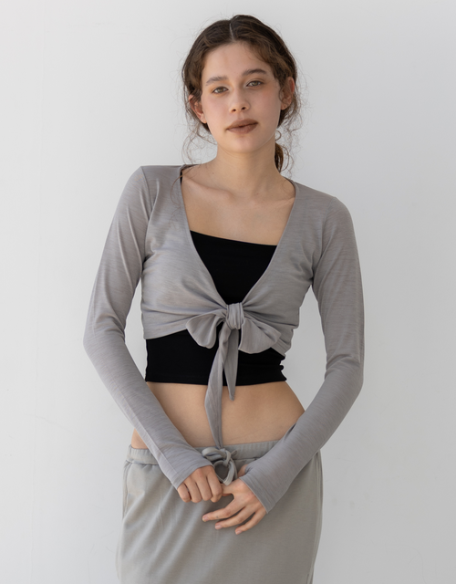 タイフロント ショート丈 カーディガン -vintage khaki-
