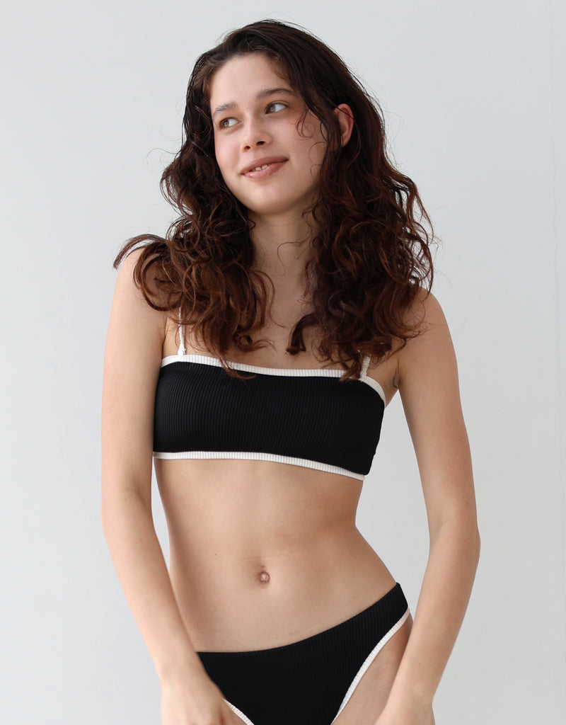 MARGO Bikini Top -black × white- (バイカラー バックリボン バンドゥー ビキニトップ)