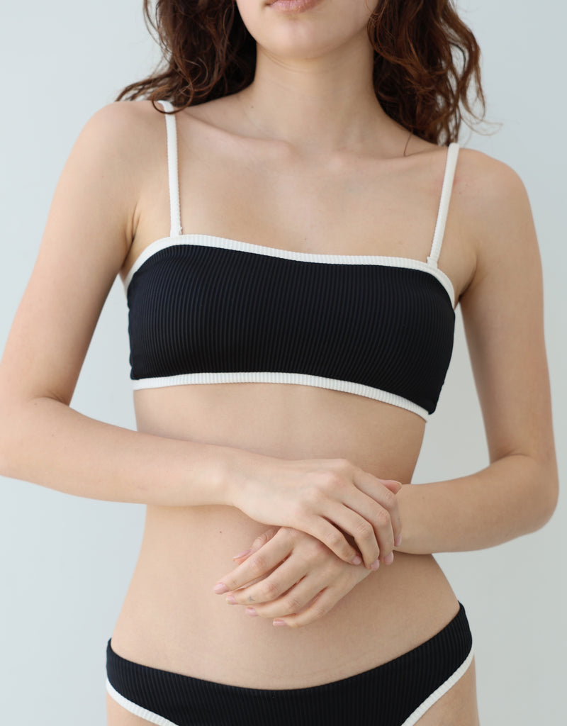 MARGO Bikini Top -black × white- (バイカラー バックリボン バンドゥー ビキニトップ)