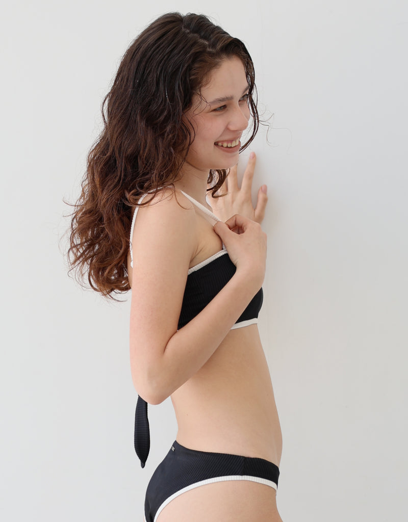MARGO Bikini Top -black × white- (バイカラー バックリボン バンドゥー ビキニトップ)