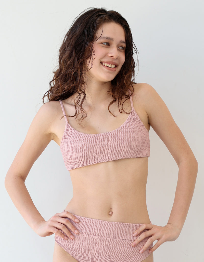 LIZ Bikini Top -pinksand- (クロップドキャミ シャーリング ビキニトップ)