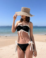 ARIA Bikini Bottom -black×off white-（バイカラー サイドリボン ビキニ ボトム）