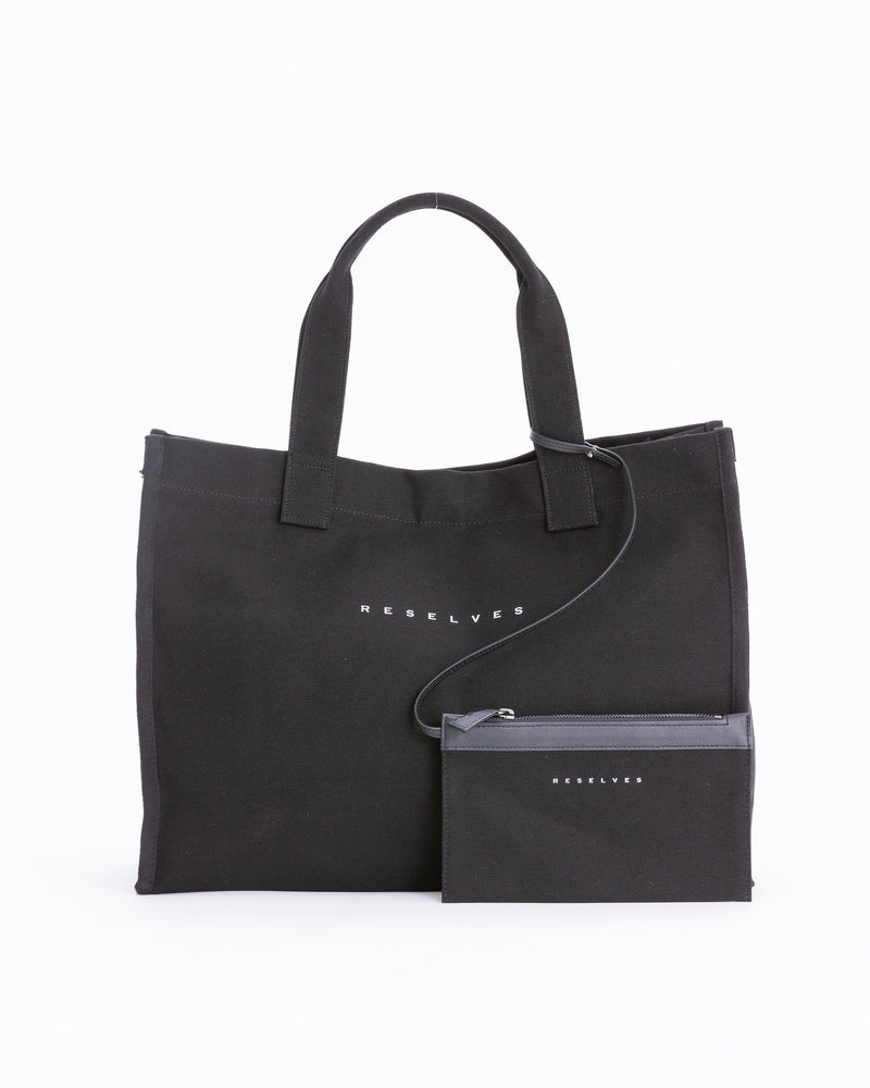 Big canvas tote bag- black × black - （ビッグ キャンバス トートバッグ）