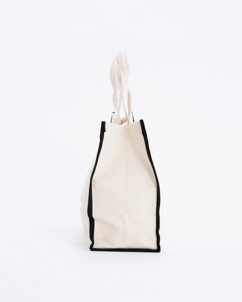 Big canvas tote bag - ivory × black - （ビッグ キャンバス トートバッグ）